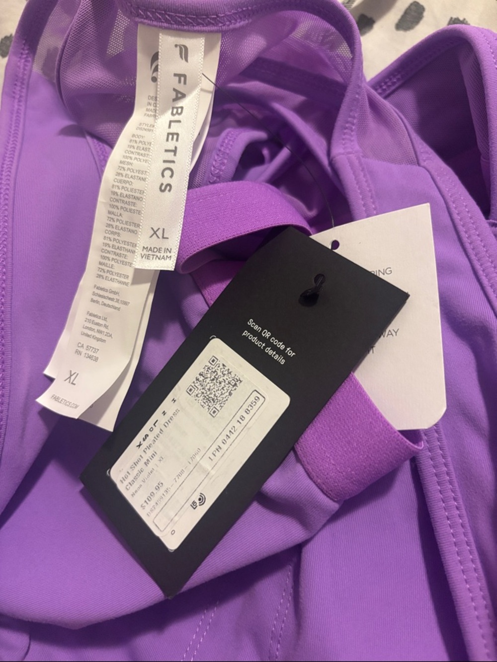 Fabletics XL Purple Hot Shot Pleated Dress Ultra Mini NWT - Picture 5 of 8